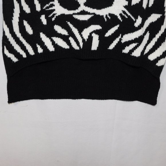 Le Temps Des Cerises Womens S Black White Tiger 3/4 Sleeve Knit pullover Sweater - Picture 5 of 7